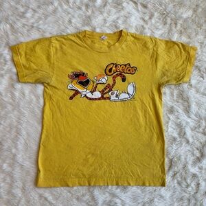 Vintage 2001 Chester Cheetah Cheetos Kids Yellow Graphic Shot Sleeve Tee Large